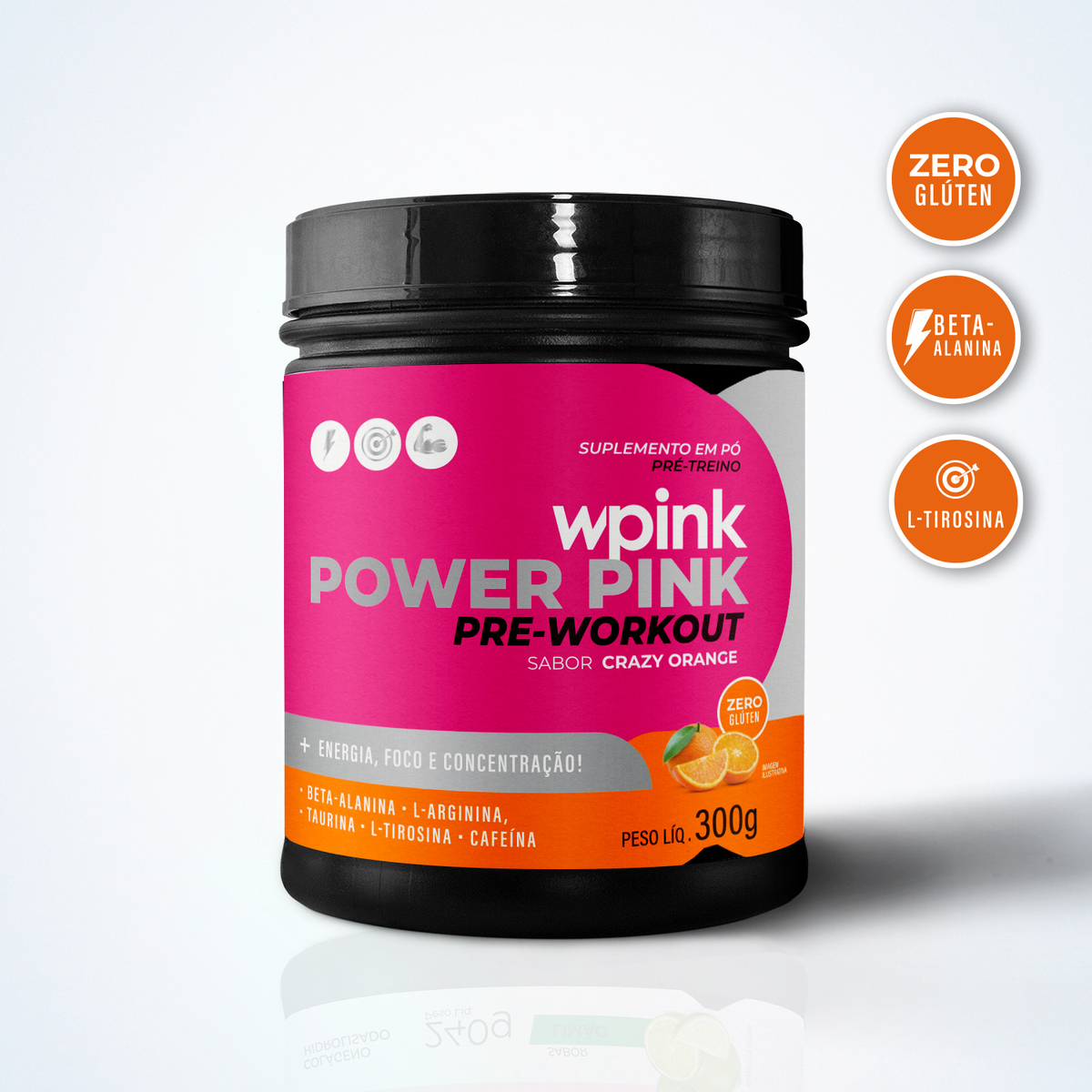 super power pink laranja - pré-treino - 300g