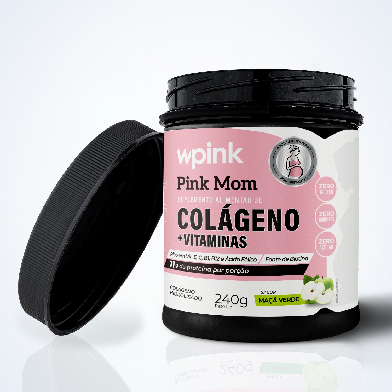 colágeno pink mom - maçã verde - 240g - wp