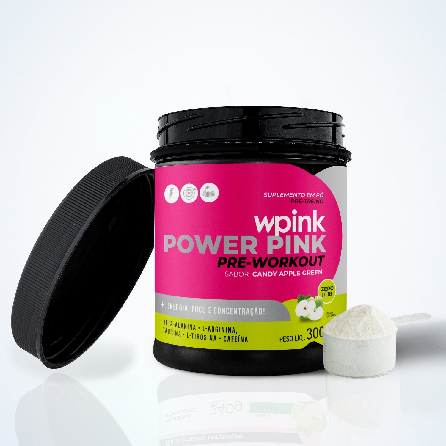 super power pink maçã verde - pré-treino - 300g