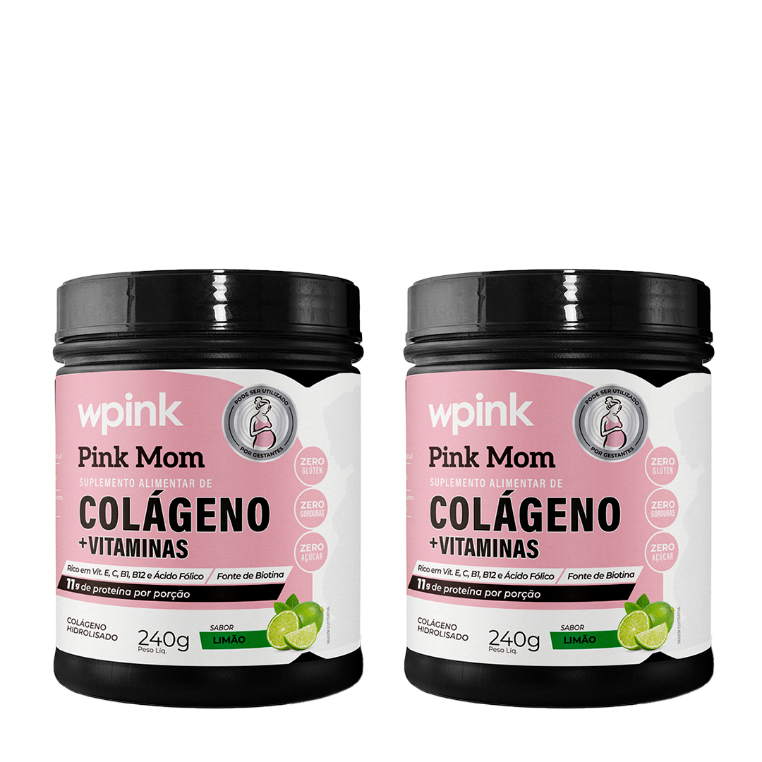 2 colágenos pink mom - limão - 240g - wp [Pré Black-friday]