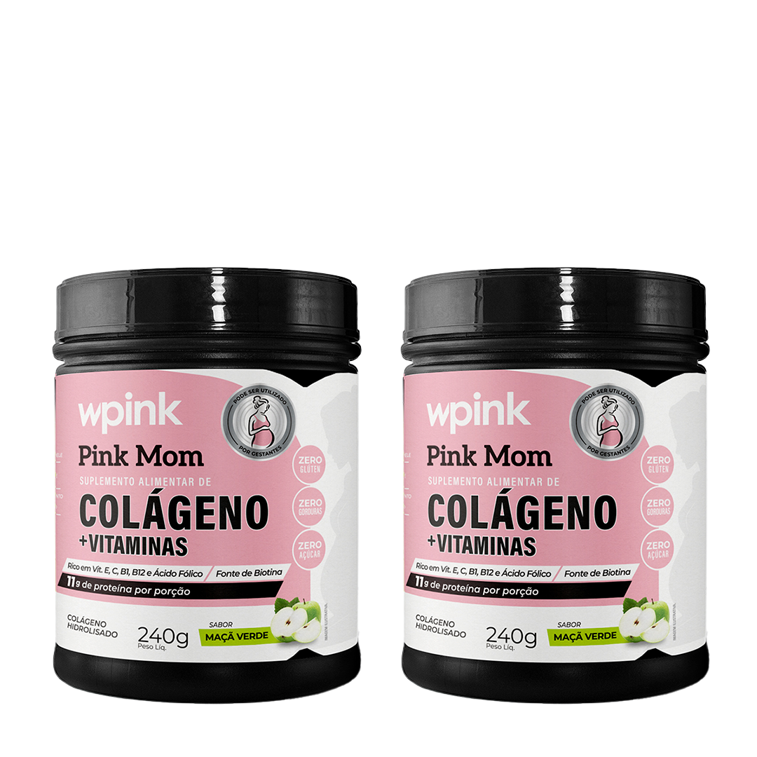 2 colágenos pink mom - maçã verde - 240g - wp [Pré Black-friday]